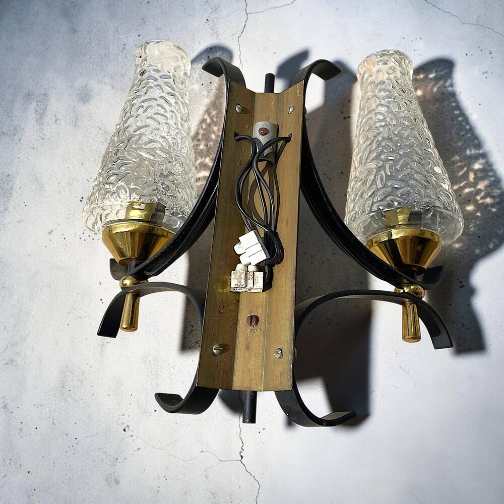 Pair Mid Century Itaian Modern  double wall sconce