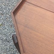 Art Deco folding side table in mahogany with double top marquetry.