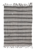 5x7 Vintage Striped Gray & Black Handmade Kilim Rug, 163x227Cm