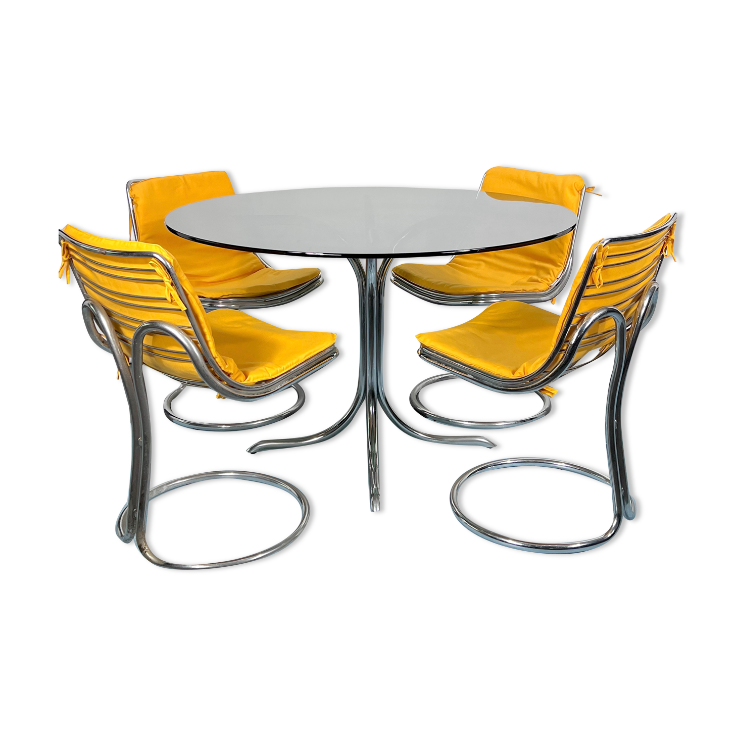 Table à manger vintage Space Age et quatre chaises