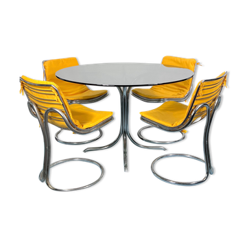 Table à manger vintage Space Age et quatre chaises