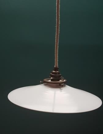 White opaline hanging lamp cable hemp