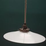 White opaline hanging lamp cable hemp