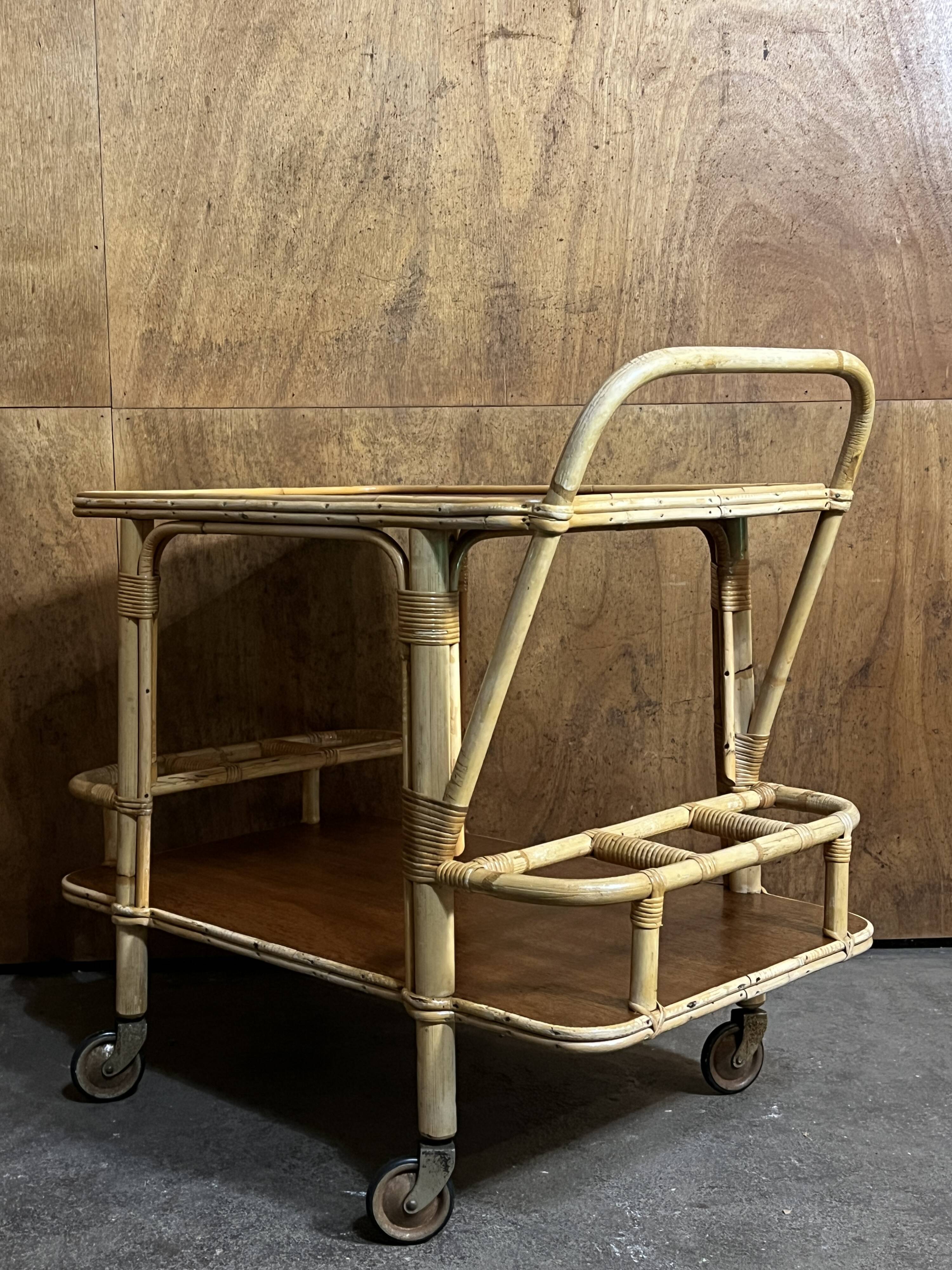 Bamboo serving trolley