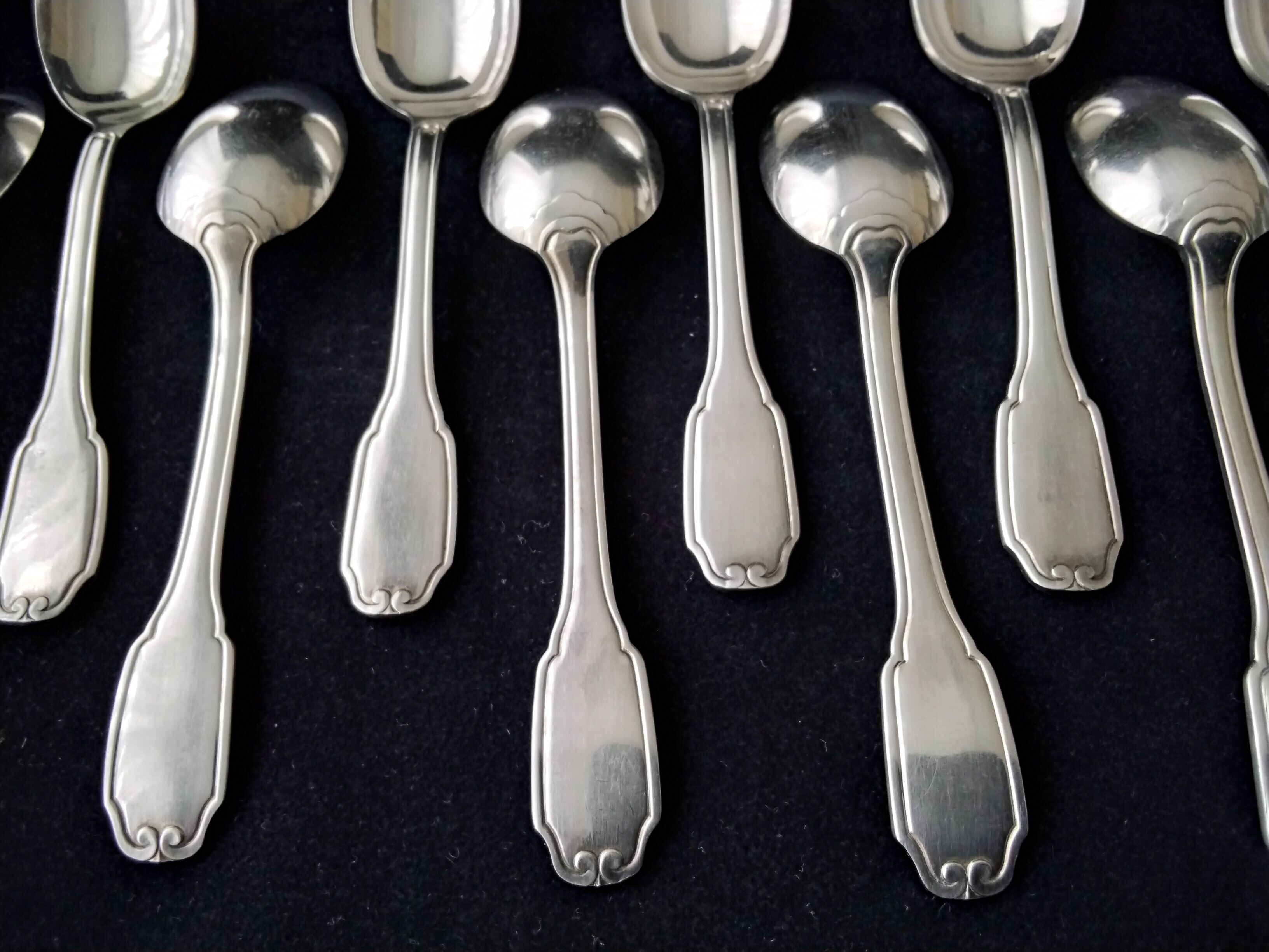Box of 12 mocha spoons in silver metal Orbrille