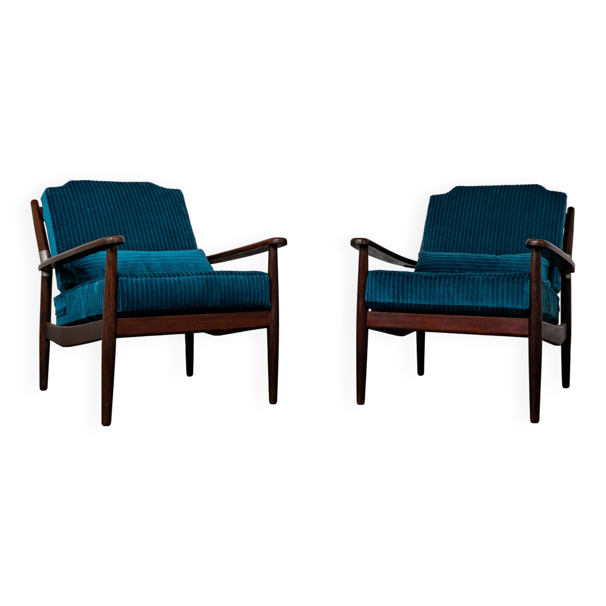 Pair of Scandinavian teak armchairs, 1960