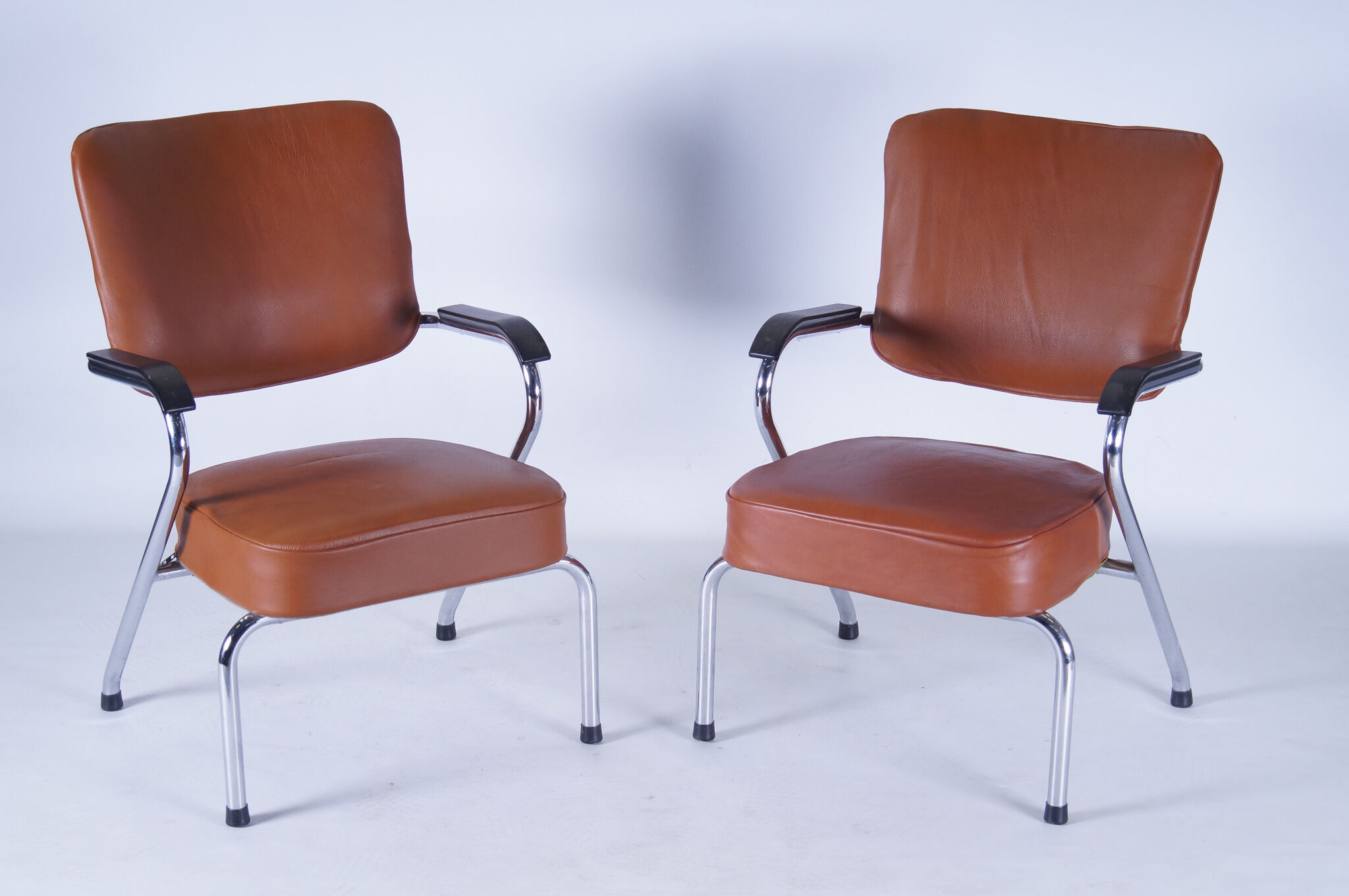 Chaises cognac cuir - set de 2