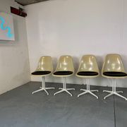 4 La Fonda fiberglass steel dining Chairs by Eames for Herman Miller