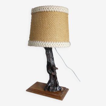 Lampe brutaliste en cep de vigne vintage 1950-60