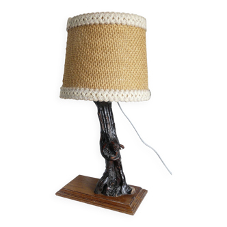 Lampe brutaliste en cep de vigne vintage 1950-60