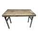 Table pliante d'atelier en teck et fer forgé