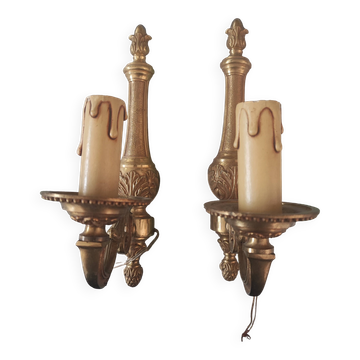 Paire d'appliques en laiton