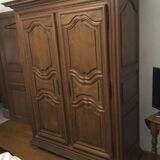 Louis XIII style wardrobe in solid oak wood