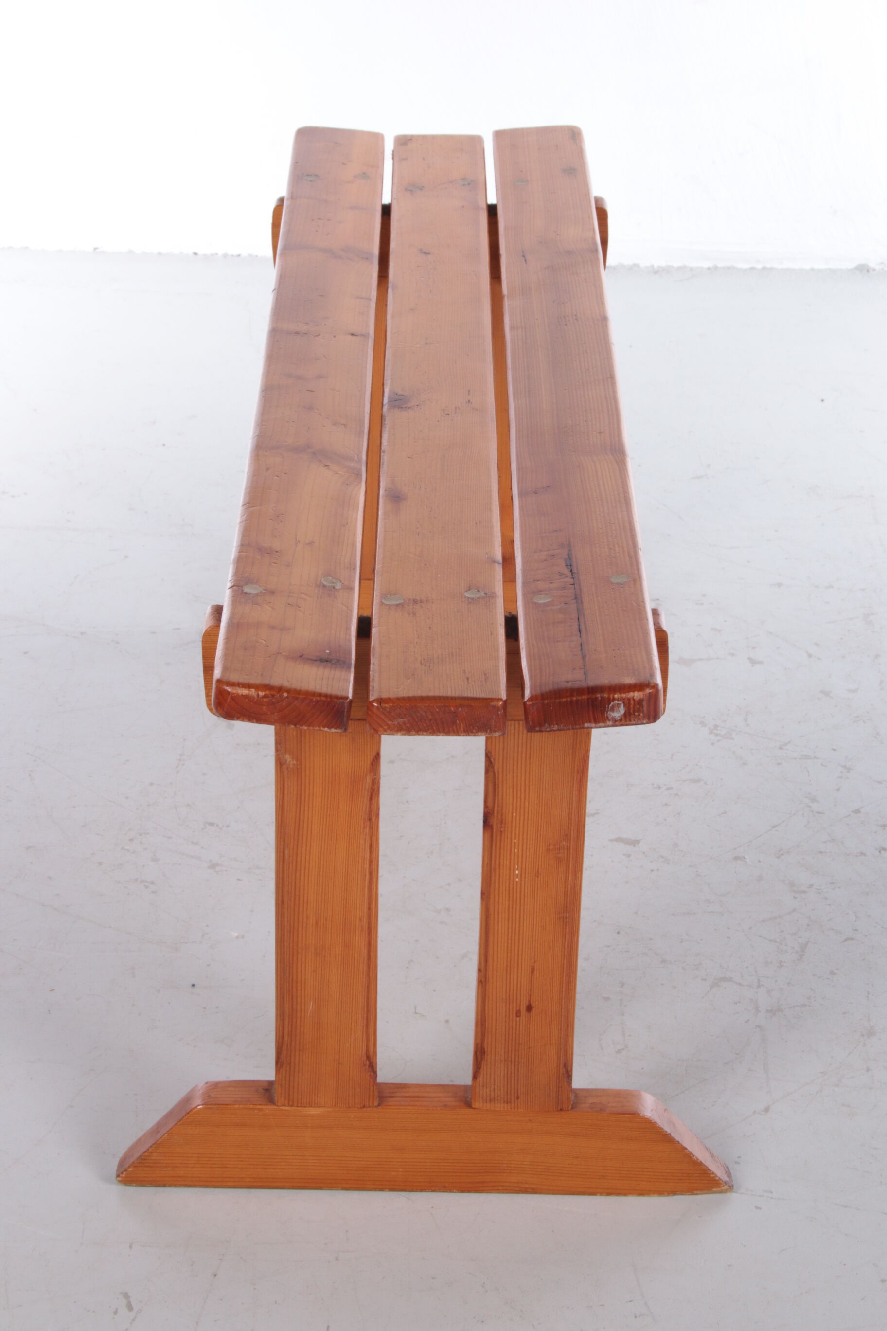 Vintage pine wooden bench tough look from france