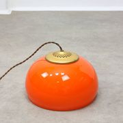 Mid-Century Italian Orange Glass and Brass Pendant Lamp