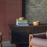 18th-century Scandinavian popular art oak chest with carved panels, dated 1764.