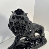 Polished Black Terracotta Lion Art Deco Italian, 1930s