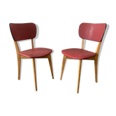 Paire de chaises en skai rouge