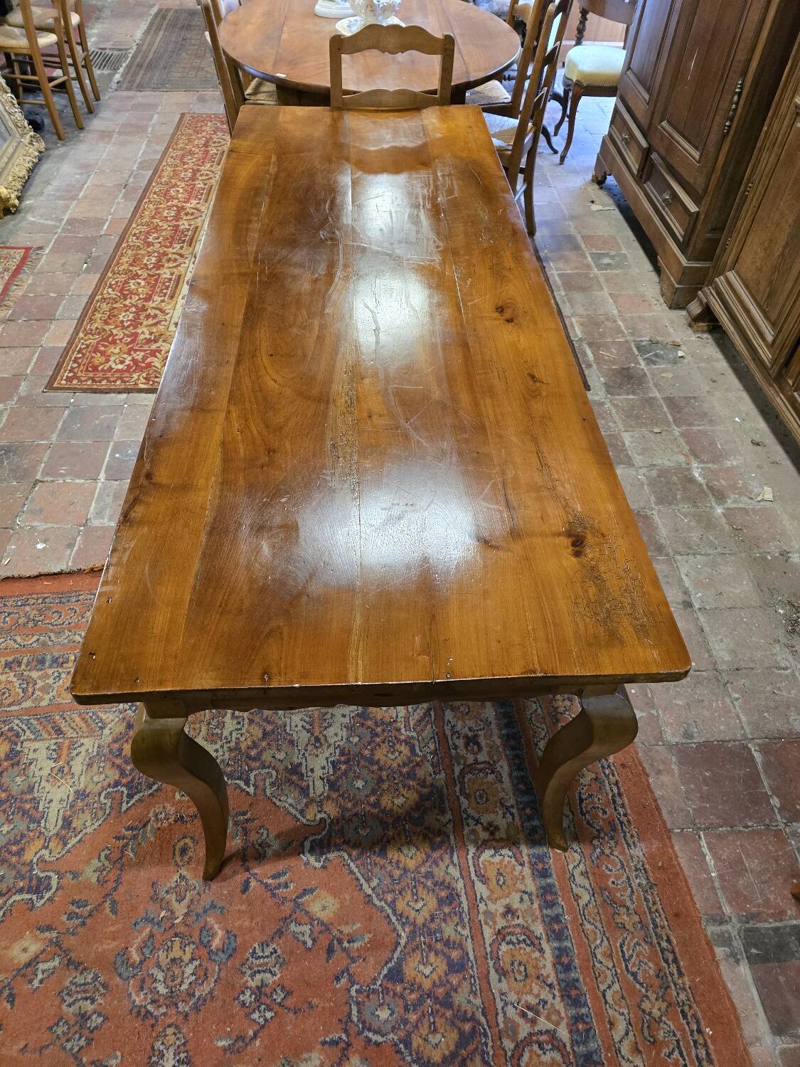 19th century solid cherry wood farmhouse table