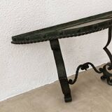 Wrought iron and marble wall console