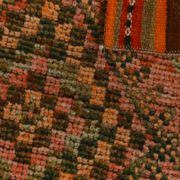 Brick Red Geometric Style Turkish Oushak Runner Rug, 90x340 Cm