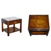 Table de Chevet Vintage Military Campaign en Acajou et Laiton