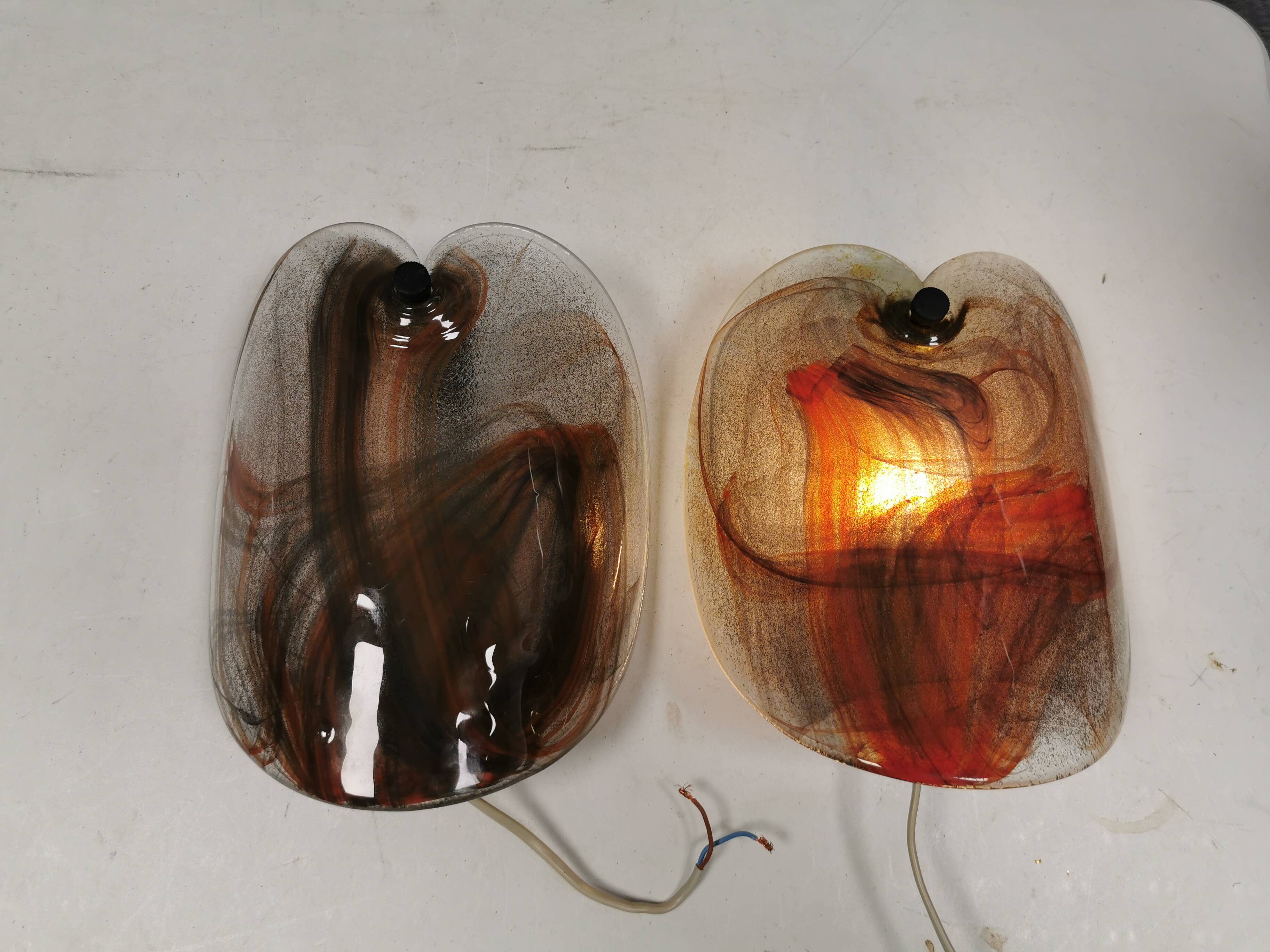 Glass wall lamps designed by per lutken for holmegaard Denmark 1970s