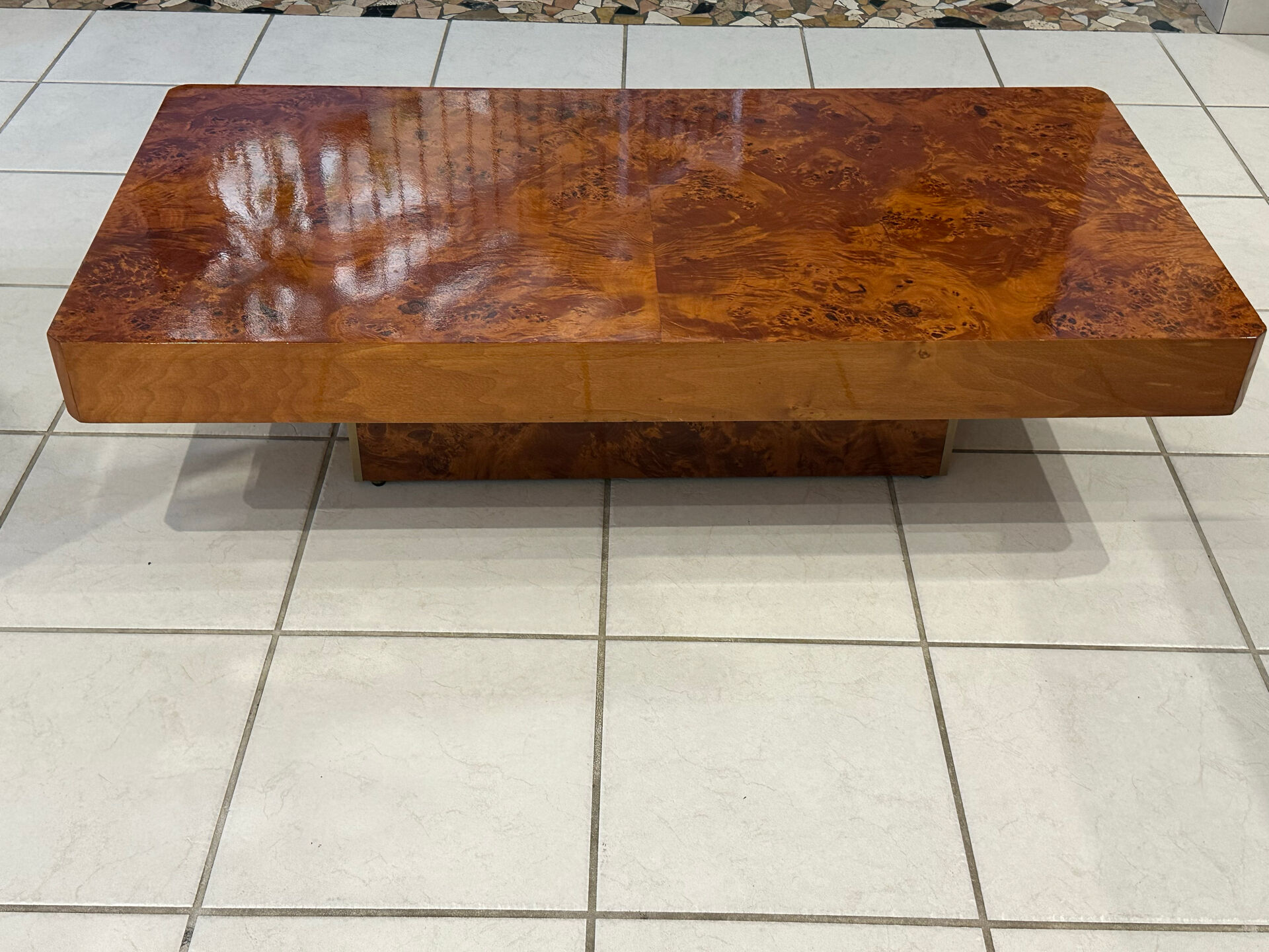 Vintage 1970s Elm Burl Coffee Table