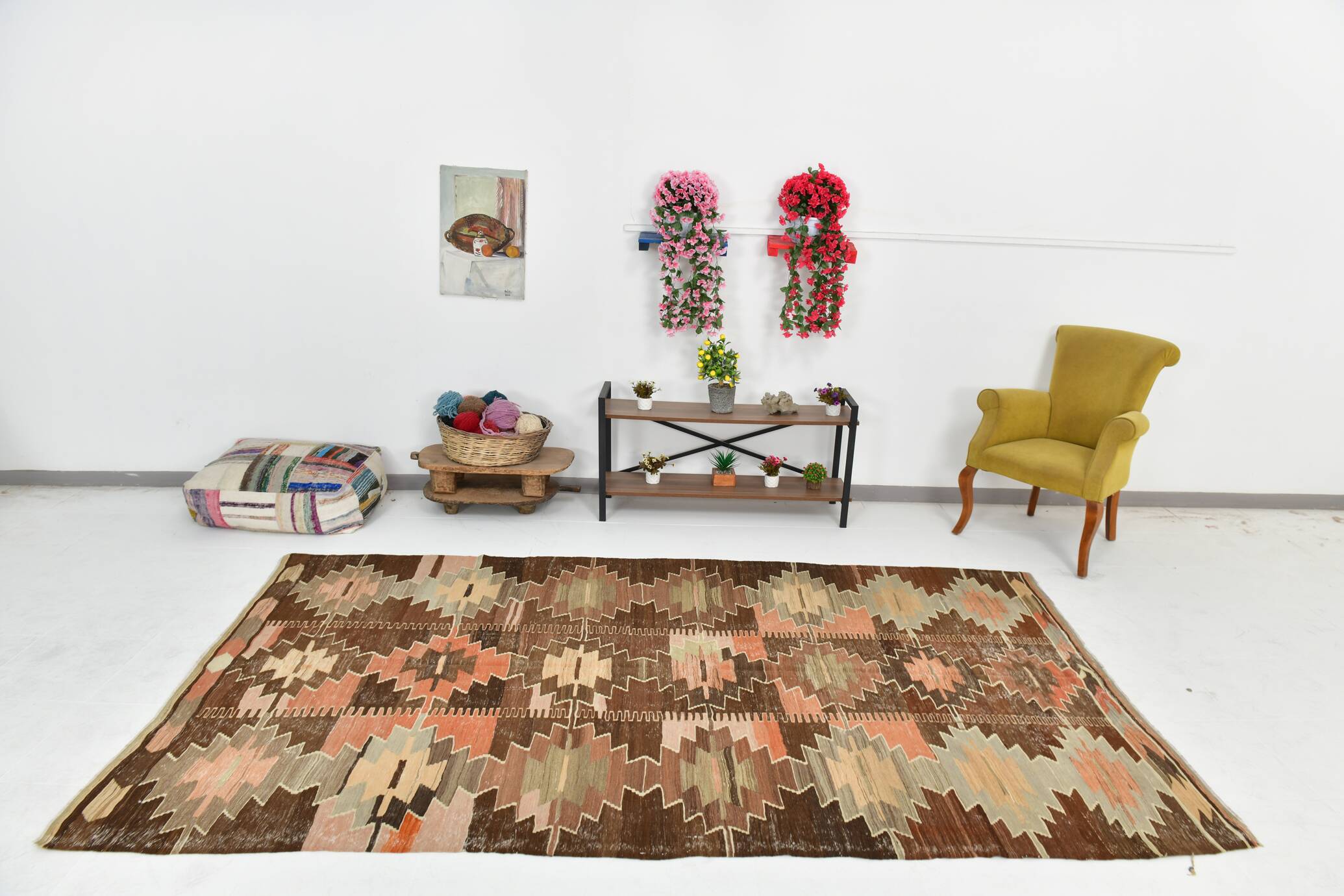 6x12 Brown & Beige Turkish Vintage Kilim Rug, 179x363Cm SK 35163