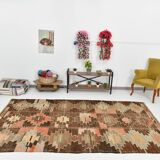 6x12 Brown & Beige Turkish Vintage Kilim Rug, 179x363Cm SK 35163