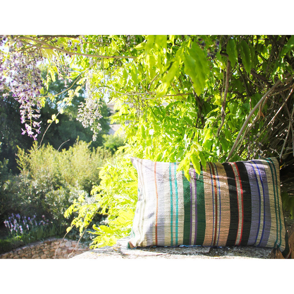 Coussin en toile berbère et wax