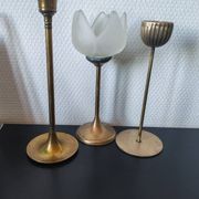 Trio de bougeoirs vintage en laiton