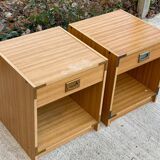 2 Scandinavian wooden boat-style bedside tables