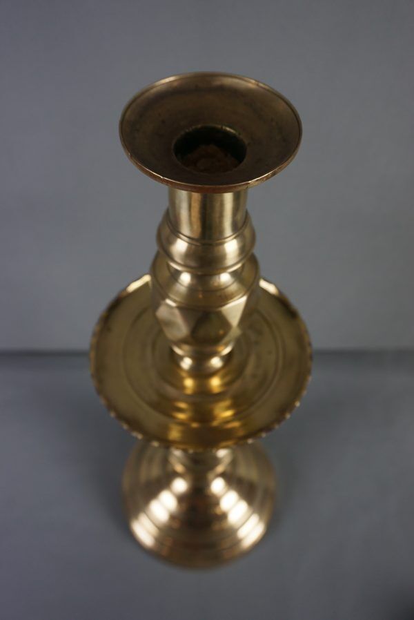 Old yellow copper neck candle holder