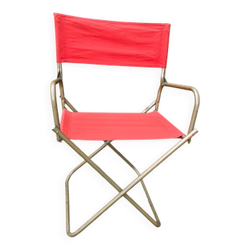 Fauteuil de camping pliant orange vintage