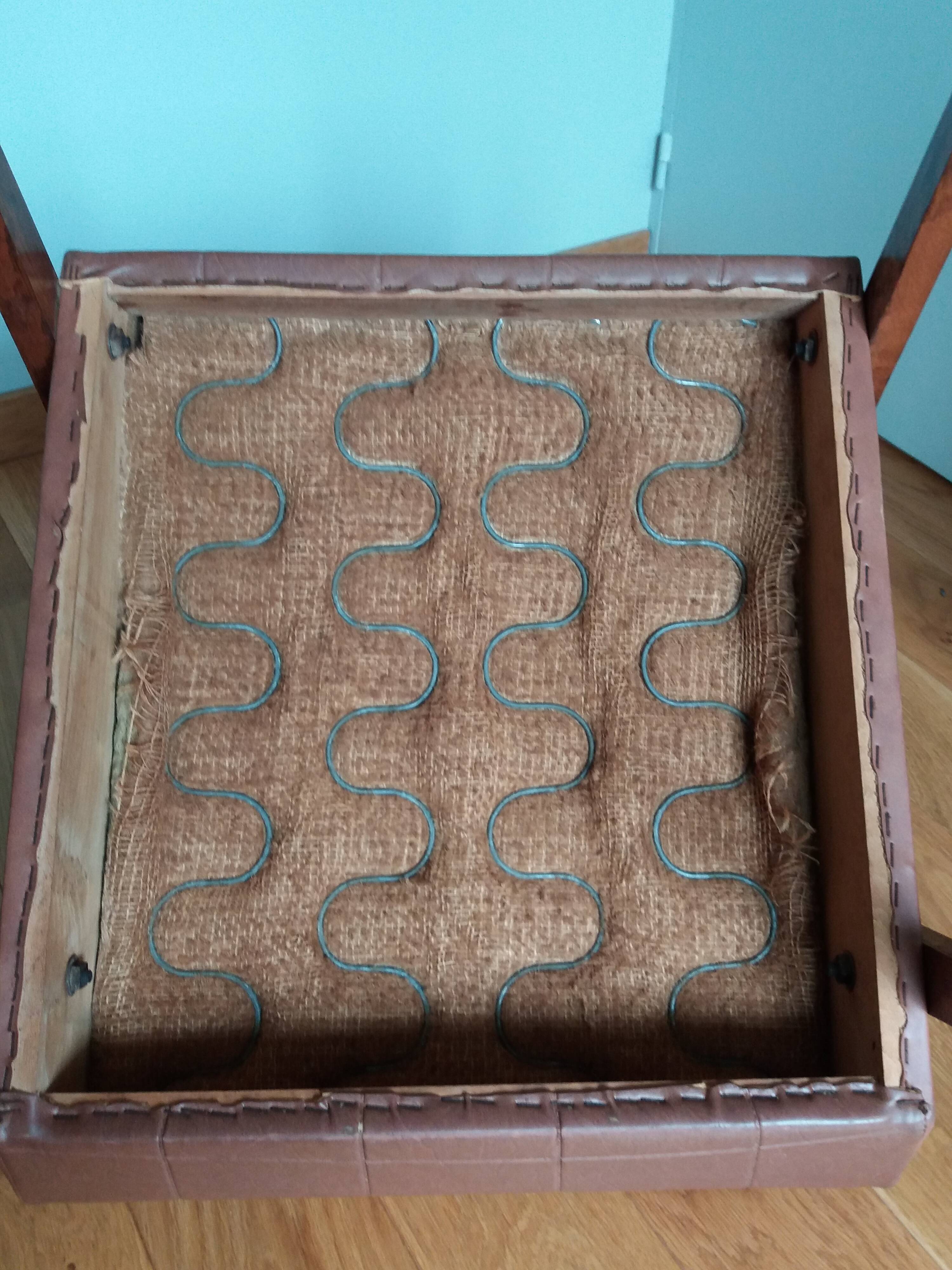 Scandinavian armchair in brown leatherette and wood