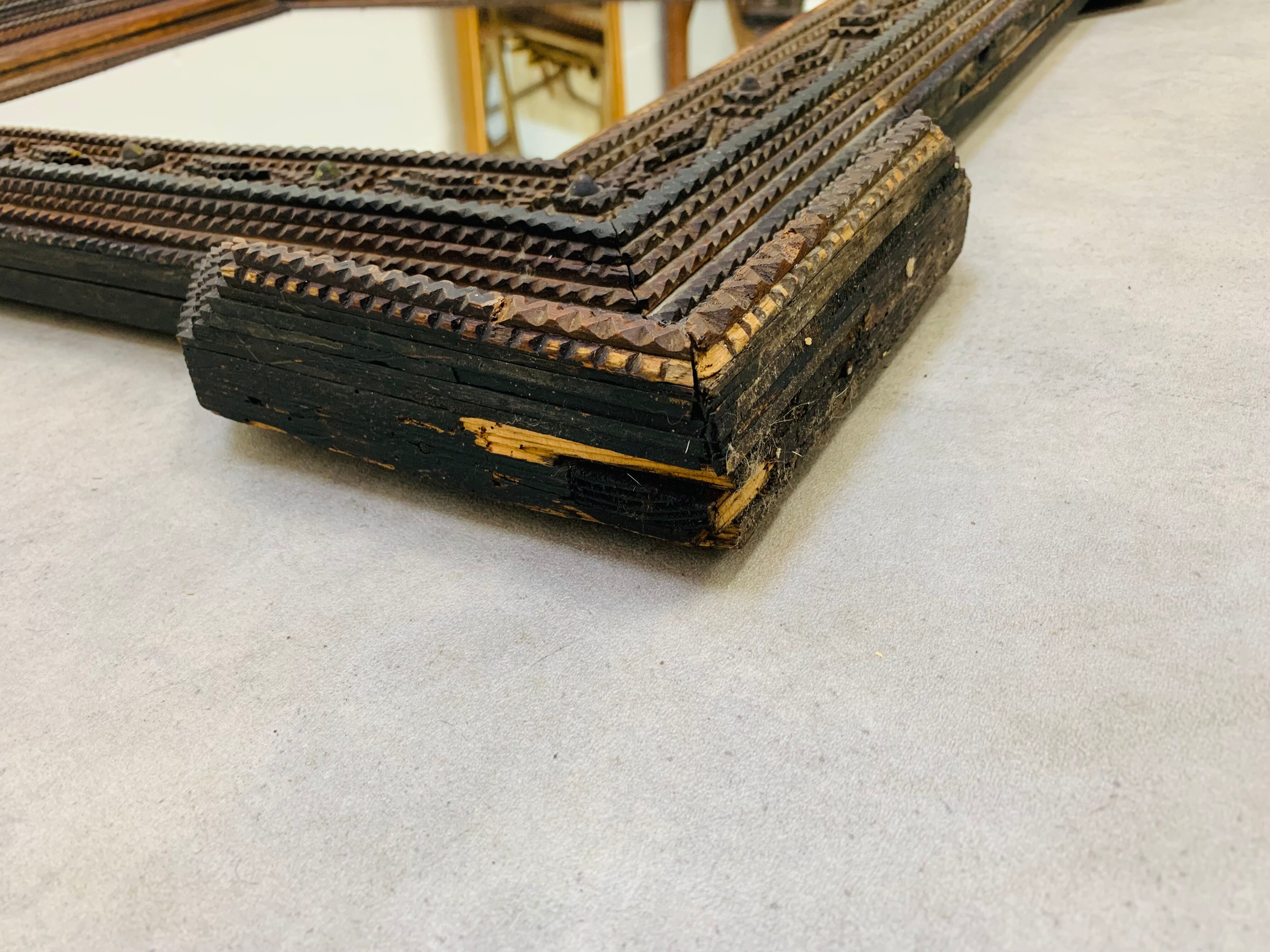 Mirror "tramp art" folk art 103 x 76 cm.