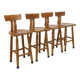 Lot de 4 tabourets de bar vintage en bois