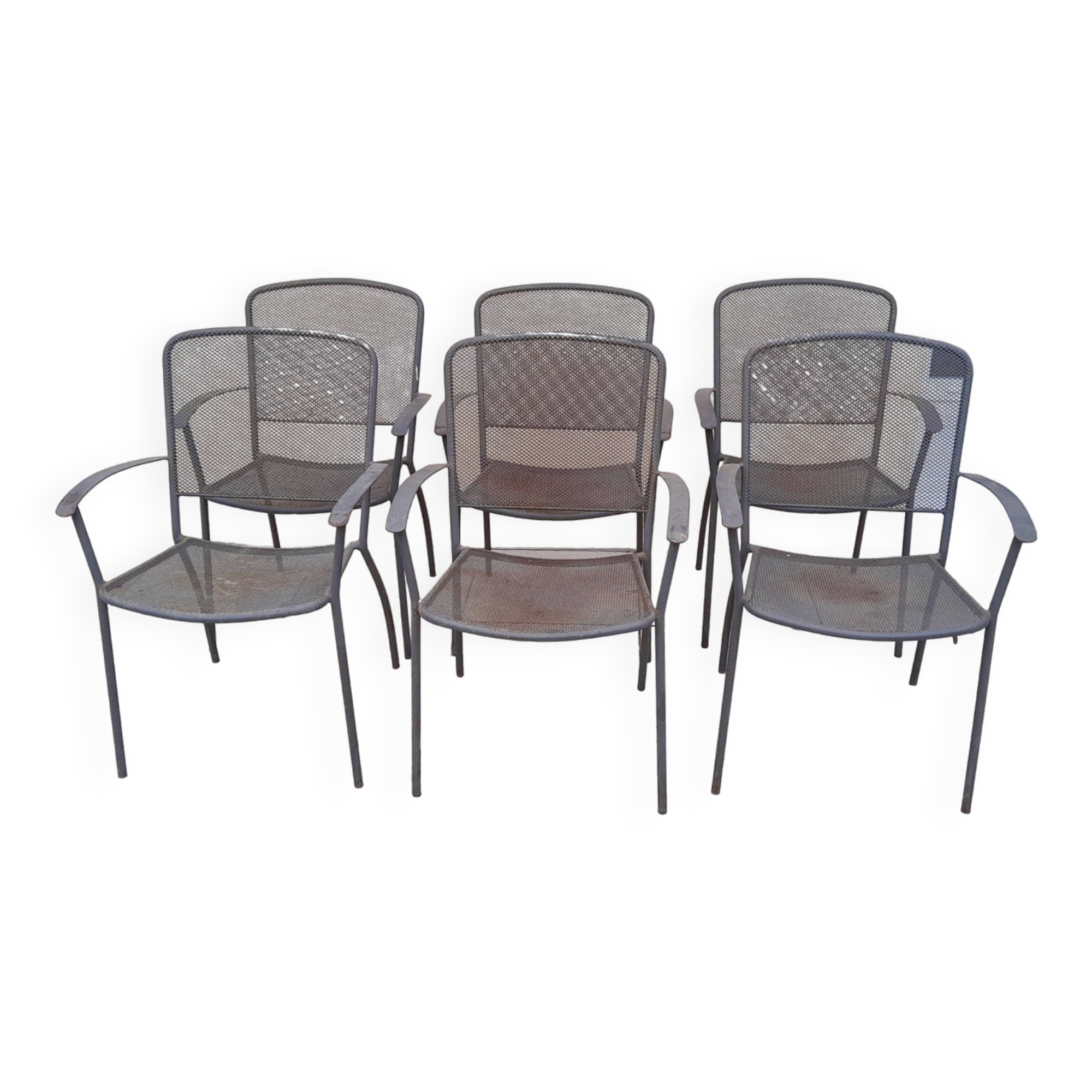 6 vintage garden armchairs iron metal chairs