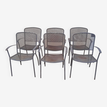 6 fauteuils de jardin vintage en métal