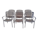 6 vintage garden armchairs iron metal chairs