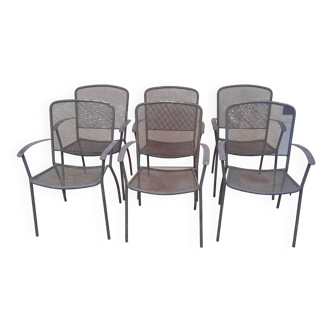 6 vintage garden armchairs iron metal chairs
