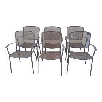 6 fauteuils de jardin vintage en métal