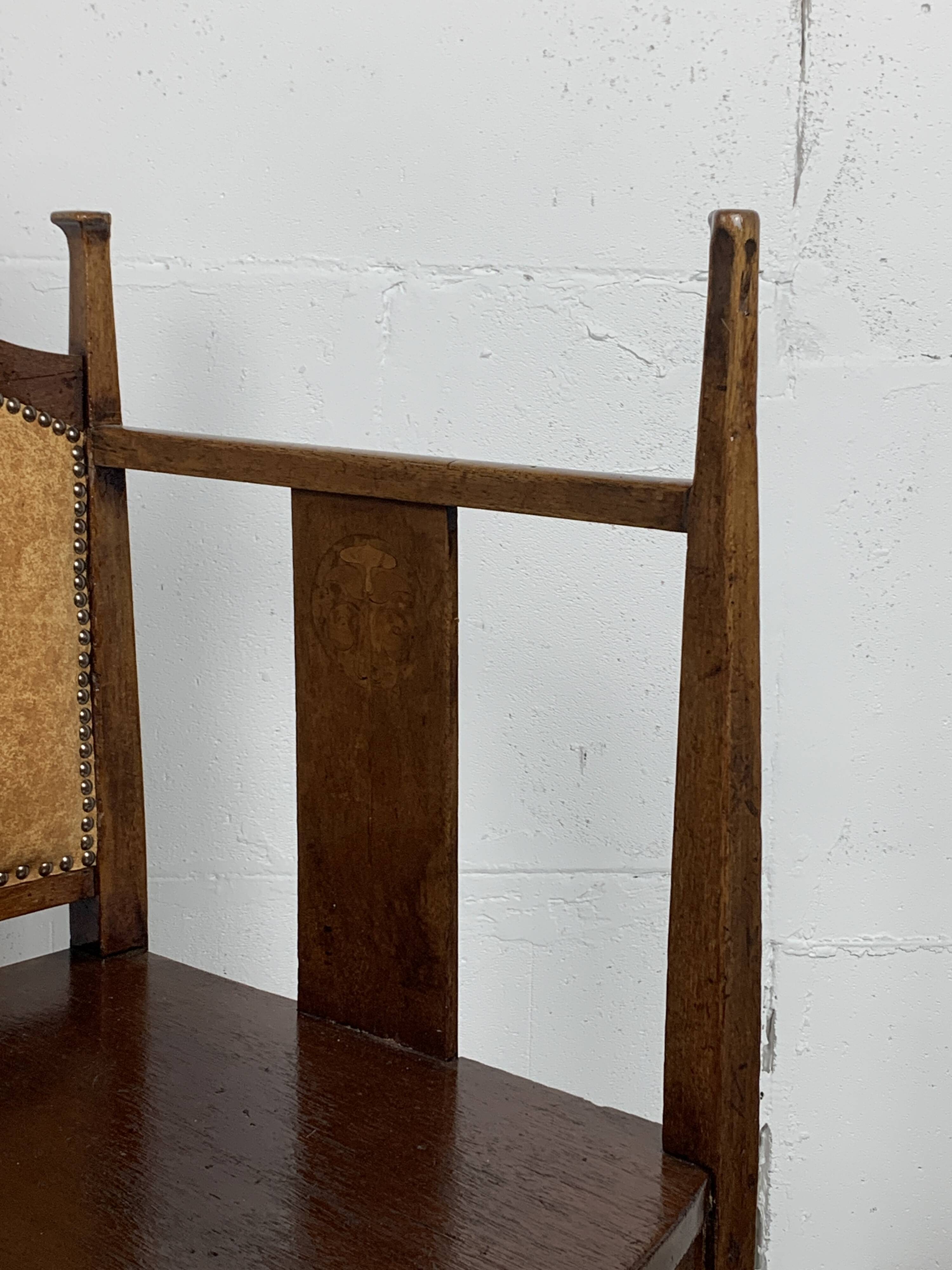 Chaise Arts and Crafts de William Birch par EG Punnett pour Liberty & Co. vers 1900