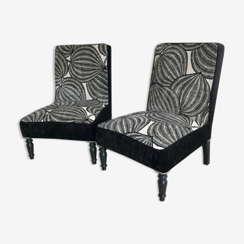 2 fauteuils styles chauffeuses napoléon iii entièrement restaurées