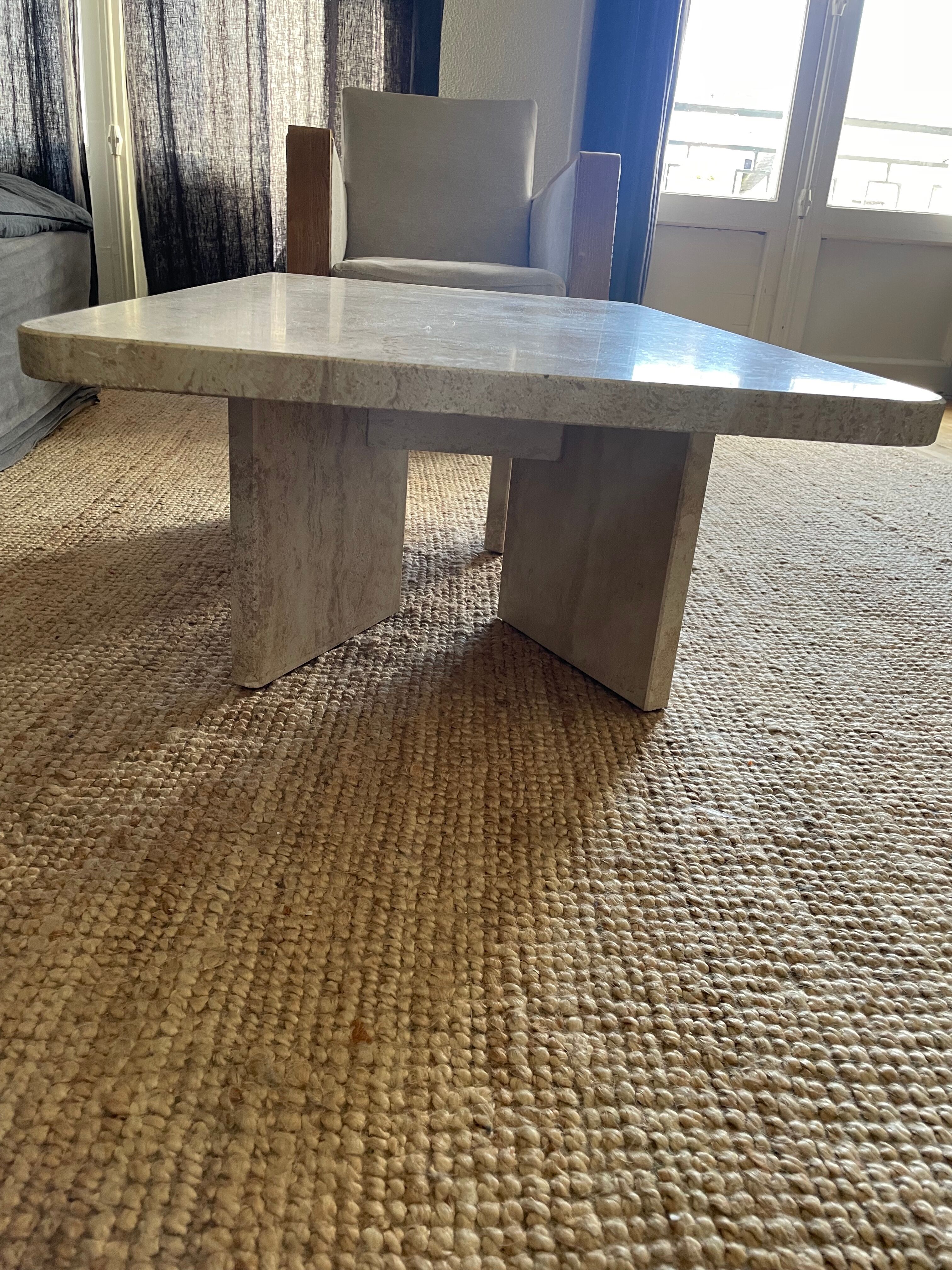 Travertine coffee table
