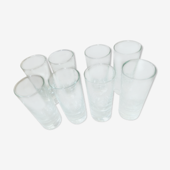 Series of eight "tube" liquor glasses