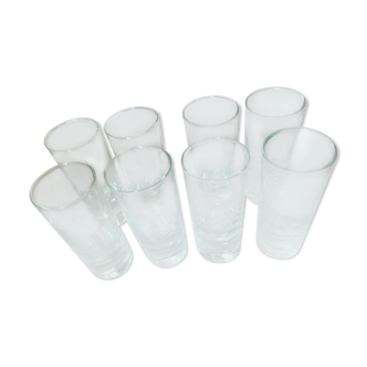 Series of eight "tube" liquor glasses