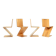 4 chaises modernes en bois de frêne Zig Zag après le design de Gerrit Rietveld, De Stijl années 1930.