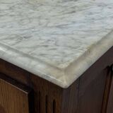 Glacière début XXème en chêne et dessus marbre